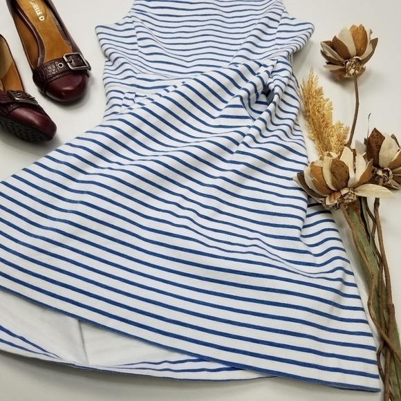 J CREW Blue Stripe Fit Flare Dress Sz XS - Picture 3 of 8